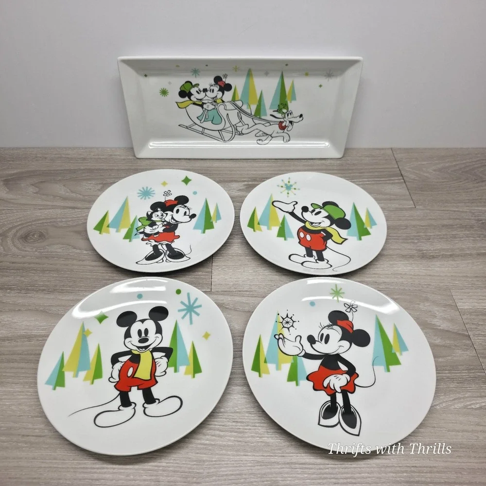 Disney's Mickey Mouse - Holiday Serving Platter With (4) Plates‎ - Mousetastic!!